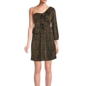 COLLECTIVE CONCEPTS Animal Print One Shoulder Dress Size Large